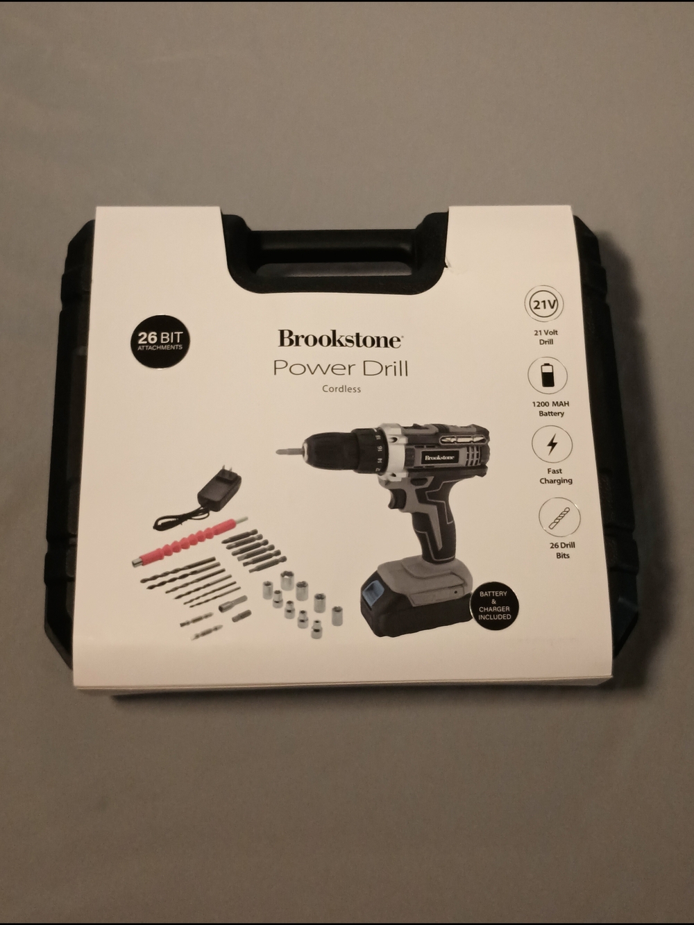 Brookstone 21V Cordless Power Drill set